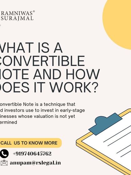 A convertible note is a form of short-term debt used by startups that converts into equity at a later date. We advise both startups and investors on structuring these agreements.