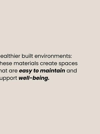 This graphic explains our commitment to using materials that create healthier built environments. We choose finishes that are easy to maintain and support well-being.