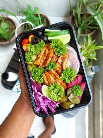 During the India vs. Pakistan match, make the right choice with our healthy Mediterranean meal bowl. It's a delicious and nutritious way to enjoy the game without any guilt.