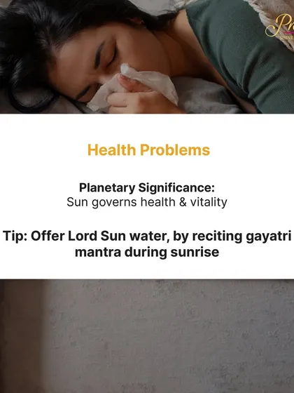 For health problems, we honor the Sun, which governs vitality. This astrological tip involves a simple morning ritual of offering water to the sun while reciting the Gayatri mantra to boost your life-force energy.