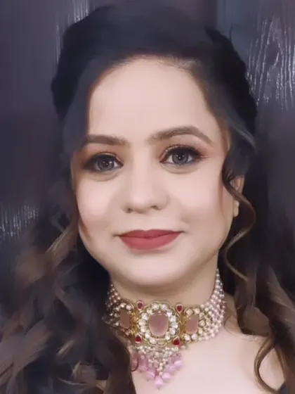 A front-facing view of the party makeup, showing how the look is both glamorous and flattering.