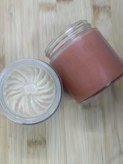 A jar of my handmade body butter, with a beautiful swirl on top. Perfect for keeping skin hydrated during the chilly winter months.