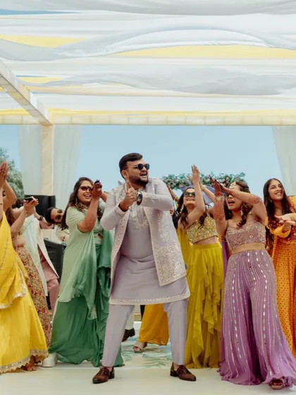 And it's THE GANG, all set to conquer the dance floor at the Haldi ceremony.