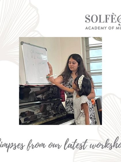 A young student works with our guest teacher at the whiteboard, learning to draw musical notations. We use different tools and methods to cater to every child's learning style, ensuring they grasp the fundamentals of reading music.