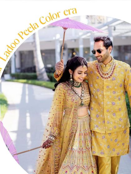 In our 'Ladoo Peela Color' era. I love when my clients embrace trends while celebrating their traditions. This couple looks radiant and happy on their special day.