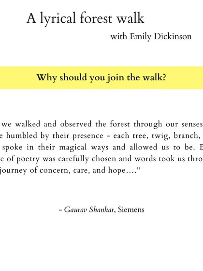 These are more reflections from people who have joined my walks. Their words speak to the soul-nourishing, meditative, and connecting power of blending poetry with nature. I am so grateful for their willingness to share their experiences.