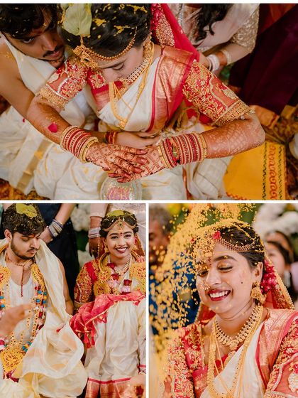 More beautiful moments from a traditional South Indian wedding, capturing the vibrant colors, rich traditions, and happy smiles.
