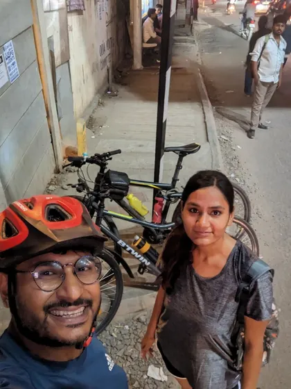 Two of our early adopters on an impromptu ride, enjoying the cold, windy Bangalore night. Our WhatsApp group makes it easy to find a cycling buddy anytime.