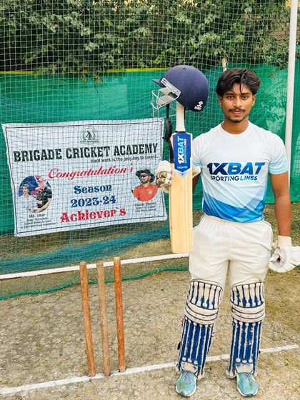 One of our players posing with the new kit. We believe in providing the best facilities and equipment to our trainees.