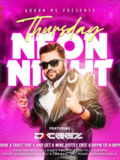 "Thursday Neon Night" at Gilly's 104, a popular weekly Bollywood party.