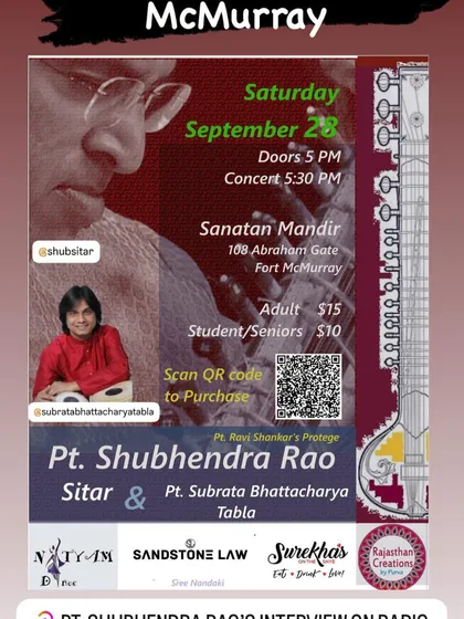 A poster for my first-ever Indian music concert in Fort McMurray, Canada. Bringing classical music to a new audience is always a welcome challenge.