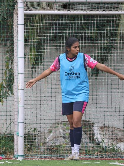 Our goalkeeper organizing her defense during a match in the She Kicks Football League. Communication and leadership are skills we develop in all positions.