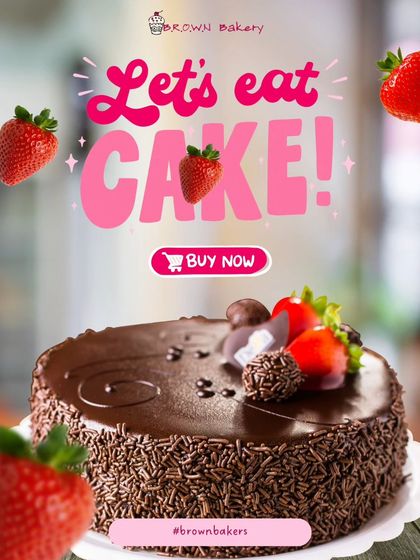 Let's eat cake! A promotional image of our classic chocolate truffle cake, topped with fresh strawberries.