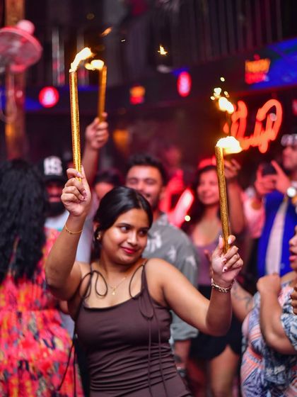 More sparklers lighting up the night at Happy Brew.