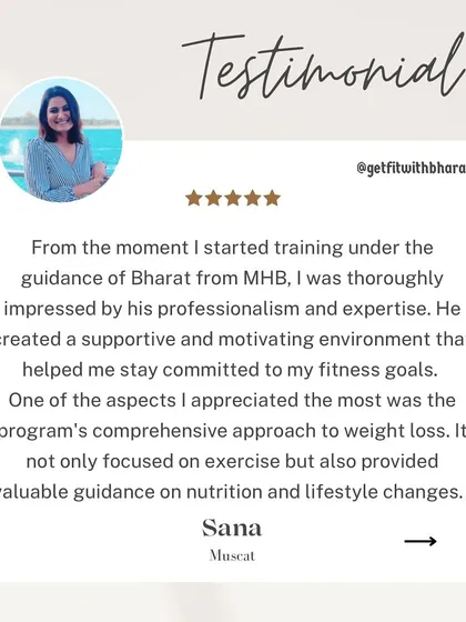 Sana was impressed by my professionalism and the comprehensive approach to weight loss, which included guidance on both nutrition and lifestyle changes.
