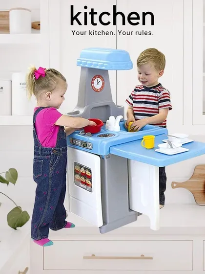 The Simplay3 Play Around Kitchen and Activity Center is an all-in-one station for culinary creativity. The drop-leaf table extends for extra play space, making it great for siblings.