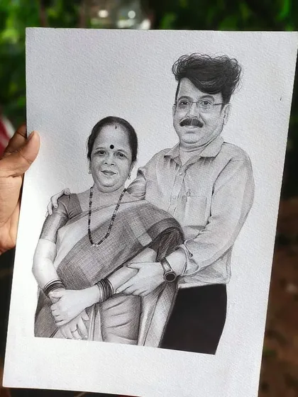 A heartfelt graphite portrait of a mother and son, drawn on A3 size paper. These portraits are a wonderful way to celebrate family bonds and make for a very personal and lasting gift.