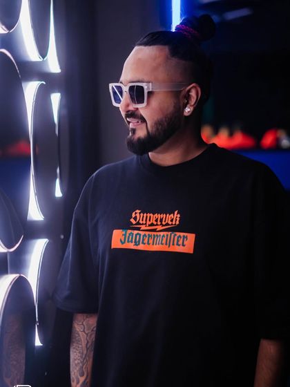 A stylish pose during a shoot at Sunburn Union.