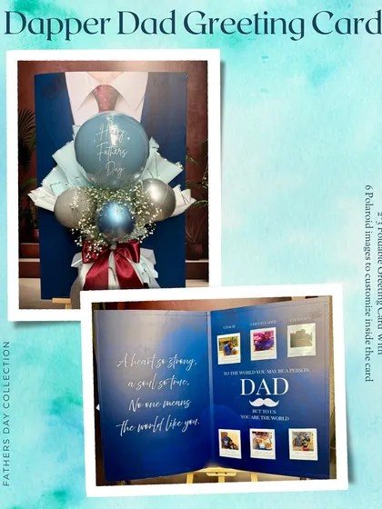 The inside of our "Dapper Dad" greeting card is just as special. It opens to reveal a heartfelt poem and space for six polaroid images, turning a beautiful gift into a personalized memory book.