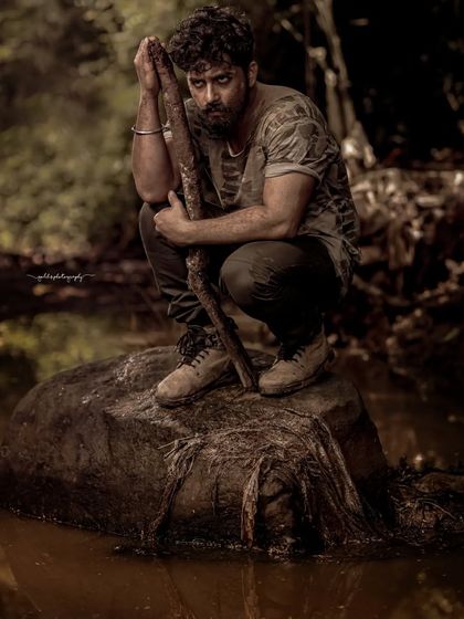 A raw and intense series featuring an actor in a rugged, "mass look." The dirt, dramatic lighting, and intense expression are designed to build a strong character persona.