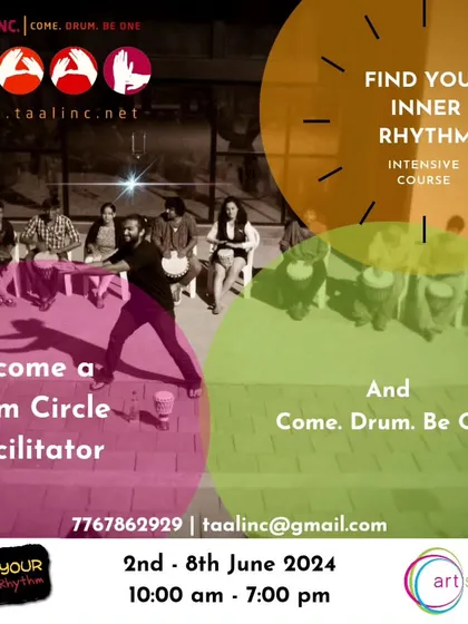 Another one of our promotional posters for the 'Find Your Inner Rhythm' course. The imagery focuses on the act of facilitation and the feeling of being 'one' with the group.