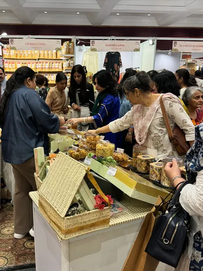 A busy moment at the FICCI FLO exhibition in Delhi. It was heartwarming to see so many people enjoying our products and taking home our new Diwali gifting range.