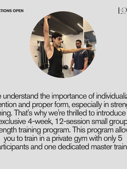 Announcing our exclusive 4-week small group strength training program, designed for individualized attention with a dedicated master trainer.
