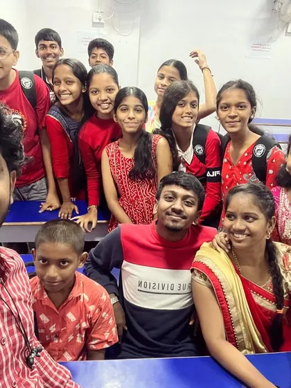 Navratri Day 3, 2023: Red. The energy of red was reflected in the students' smiles.
