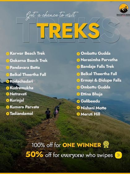 A list of treks you could win for free in our giveaway. We have everything from beach treks to challenging mountain climbs.