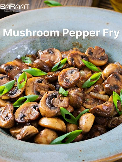 Experience the bold flavors of my Mushroom Pepper Fry, a spicy, aromatic delight that tantalizes your taste buds.