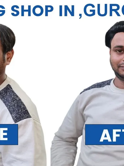 This before and after shows the result of a monofilament hair wig. It provides a natural look that isn't overly silky, which many clients prefer for a realistic appearance.