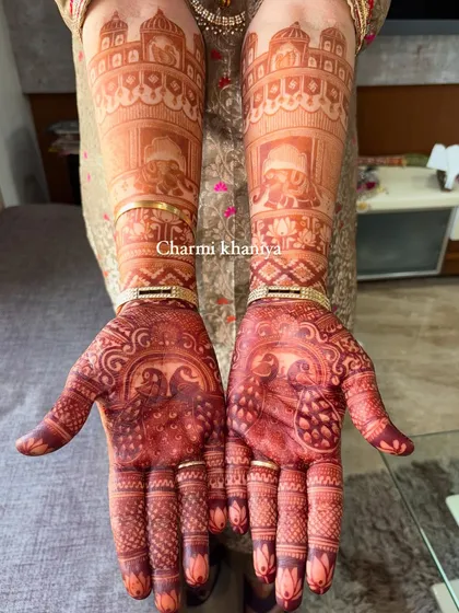 The final result is everything! This is the beautiful, deep reddish-brown stain from one of my intricate bridal designs after the henna paste has been removed. I use all-natural henna to ensure you get this gorgeous, long-lasting color.