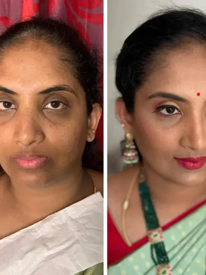 The power of makeup is in enhancing, not hiding. This before and after shows how I evened out her skin tone and defined her features for a fresh, polished look perfect for her cousin's wedding.