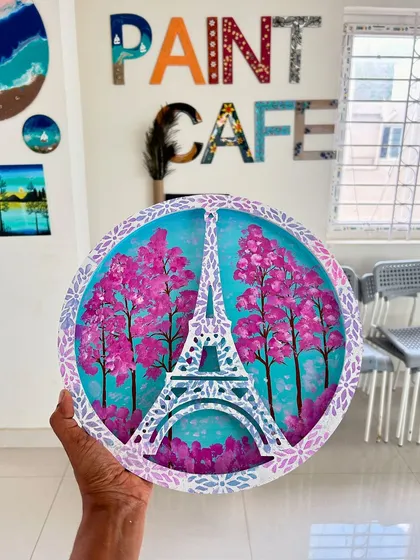 Create a stunning piece of home decor with our mixed media painting workshop. This Eiffel Tower piece combines painting with 3D elements for a truly unique artwork you'll be proud to display.