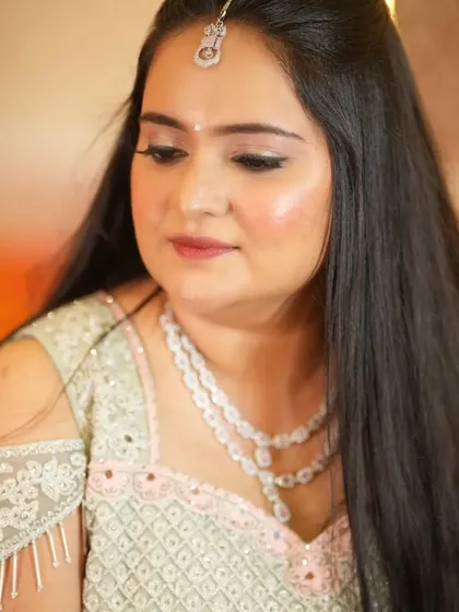 My beautiful Telugu bride Archana, glowing in a natural soft glam makeover. This is one of three looks we created for her wedding day.