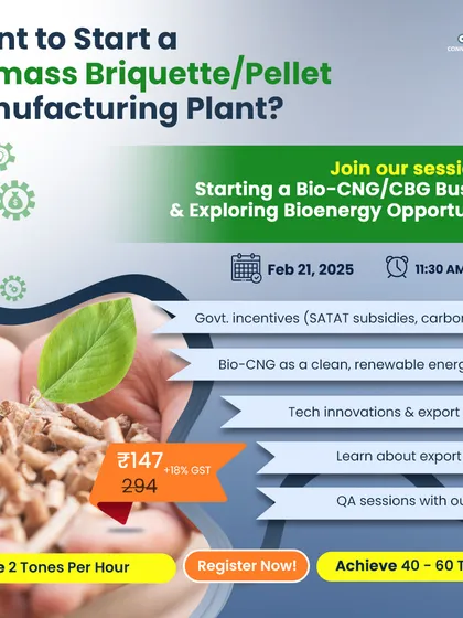 Highlighting scarcity with a "50% Seats Gone" message, this ad for our Bio-CNG webinar creates strong FOMO. It reinforces the value proposition of learning about government incentives and high profitability.