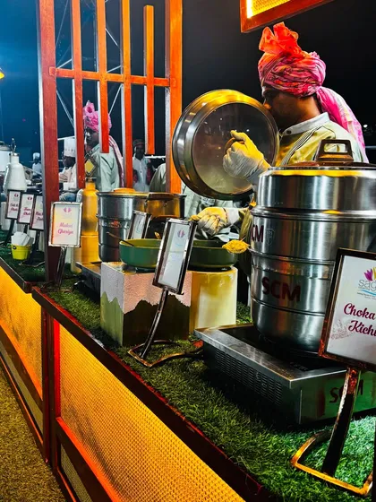 This is a glimpse of my traditional Indian food counter, featuring Marwadi specialties like Choka nu Khichu. I ensure every dish is authentic, flavorful, and served with care.