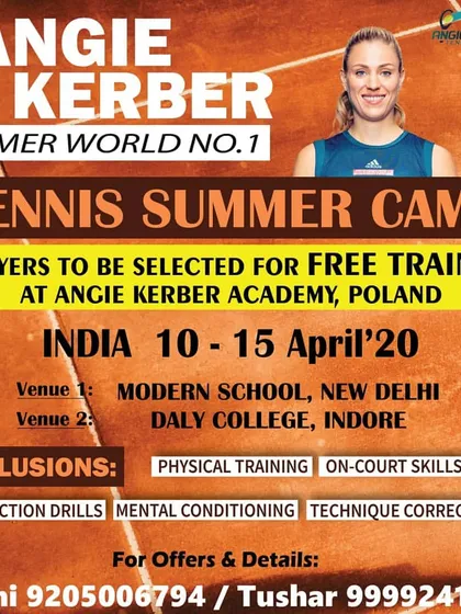 We create pathways to the global stage through exclusive partnerships, like this Tennis Summer Camp with the Angie Kerber Academy. This poster details a unique opportunity for our players to be selected for free training in Poland, showcasing our commitment to providing international exposure.