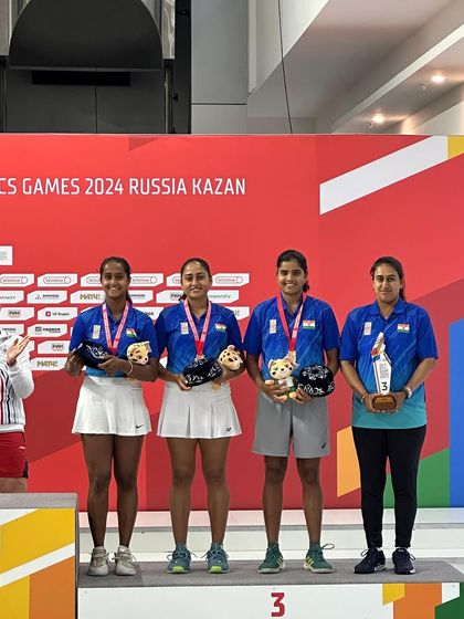 The Indian team on the podium at the BRICS Games 2024. We are immensely proud to see our player contributing to the country's success on an international stage.