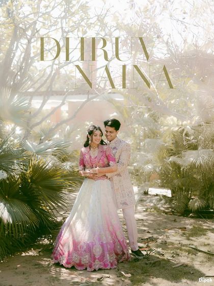 A romantic, sun-drenched portrait of a couple during their Mehendi day. The soft lighting and natural background create a dreamy and intimate feel.