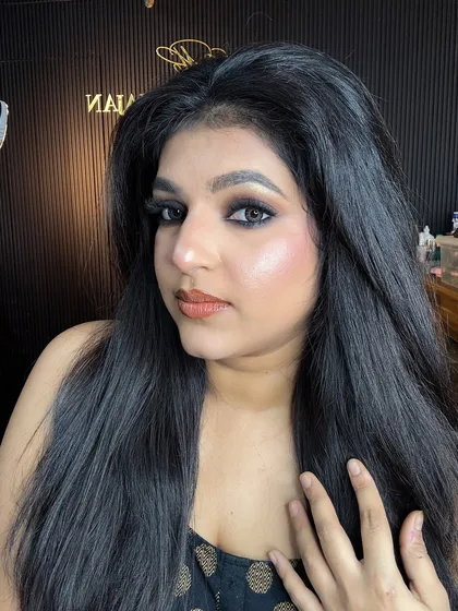 Another angle of the soft smokey eye look, showing how it enhances the eye shape.