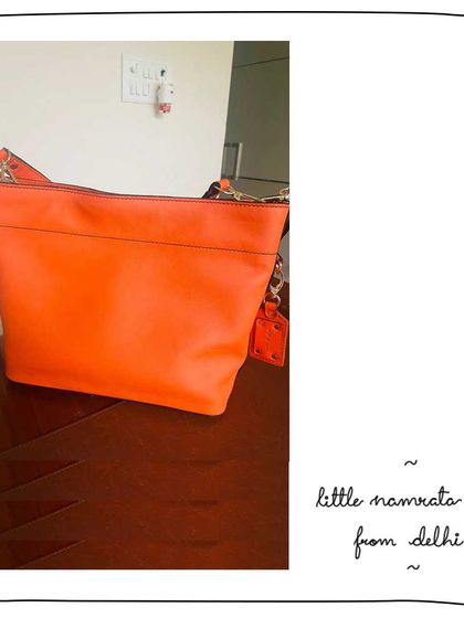Swati from Delhi shared this photo of her Little Namrata in Carrot. The vibrant orange leather radiates so much joy.