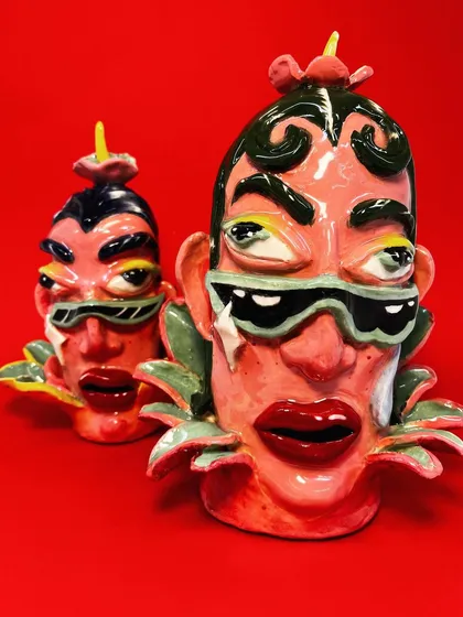 The two finished ceramic heads together.
