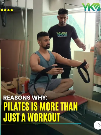 This image shows a male client working on the reformer, focusing on the core strength and control that Pilates develops. It's more than just a workout; it's a lifestyle upgrade.