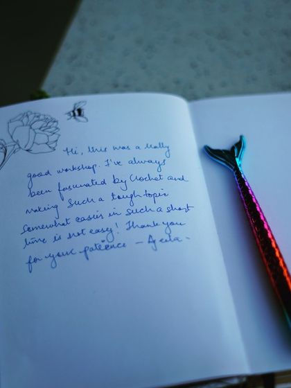 "Thank you for your patience." I love reading the little notes left by participants. It's always been my goal to make crochet feel easy and accessible, even if it seems tough at first.