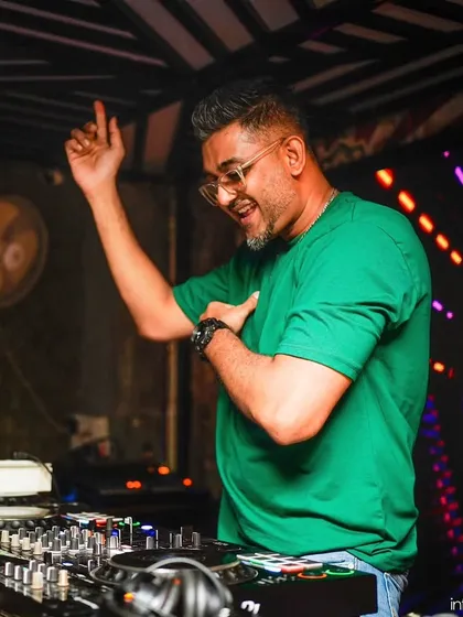 A candid shot of me enjoying the music during my set in Siliguri. When the DJ is having fun, everyone has fun.
