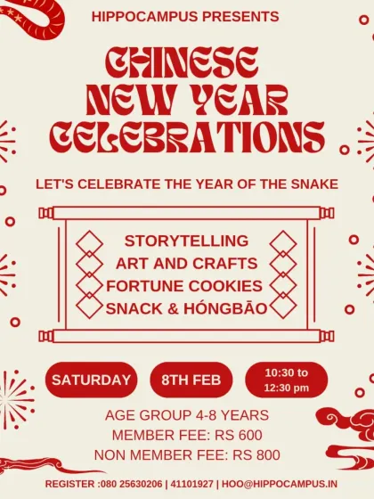Let's celebrate the Year of the Snake! Listen to stories from China, make cool crafts, and find out which animal you are in the Chinese Horoscope. We'll even have fortune cookies and red envelopes.