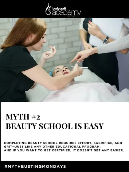 Myth-busting: "Beauty school is easy." We highlight the effort, sacrifice, and grit required to complete a professional certification program.