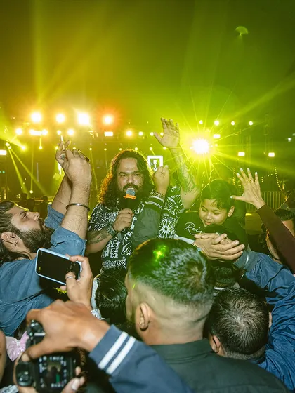 Another shot from our unforgettable New Year's in Jamshedpur, with the crowd reaching out to be part of the moment.