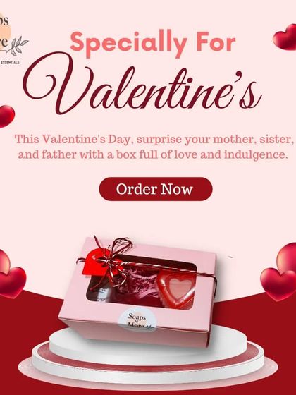 This Valentine's Day, give a gift of indulgence. My special hamper includes a mini 3D heart soap, strawberry facewash, and a large heart soap to pamper your loved ones.